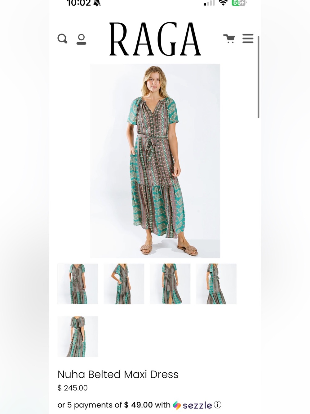 RAGA Nuha Belted Maxi Dress NWT XS Teal Boho Maxi Dress Retail $245